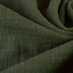 Double gaze Slub effet lin coloris Kaki - OEKO TEX