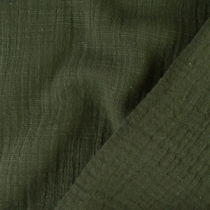 Double gaze Slub effet lin coloris Kaki - oeko tex