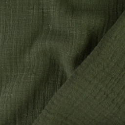 Double gaze Slub effet lin coloris Kaki - oeko tex