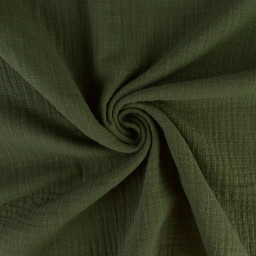 Double gaze Slub effet lin coloris Kaki - OEKO TEX