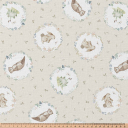 Tissu coton Aelia motif lapins, loutres et grenouilles -  OEKO TEX