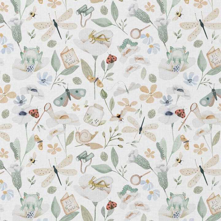 Tissu coton Nato Motif végétal, papillons, fleurs & escargots 🌿🦋 -  oeko tex