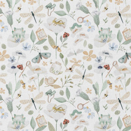 Tissu coton Nato Motif végétal, papillons, fleurs & escargots 🌿🦋 -  oeko tex