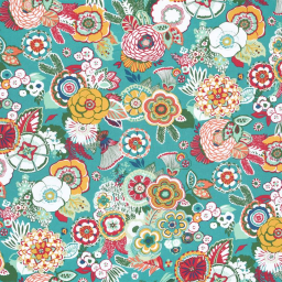 Tissu coton Enduit Alizee motif fleurs fond céladon