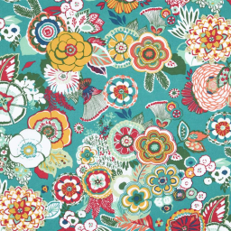 Tissu coton Enduit Alizee motif fleurs fond céladon