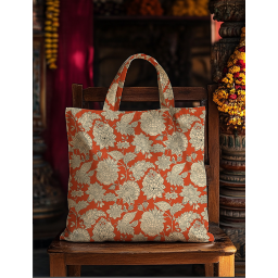 Tissu coton enduit Sharma fleurs Indiennes - Ocre