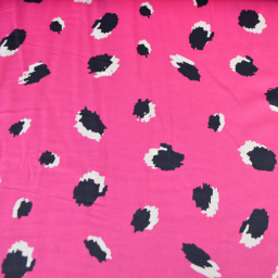 Tissu Satin de viscose motif leopard fond fuchsia