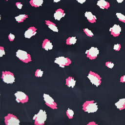 Tissu Satin de viscose motif leopard fond bleu marine