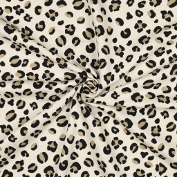 Tissu Sweat molleton motifs Léopard fond milk - Poppy