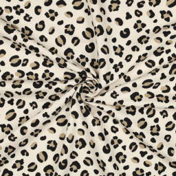 Tissu Sweat molleton motifs Léopard fond milk - Poppy