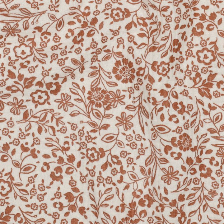 Double gaze Bertille motifs fleurs fond écru - oeko tex