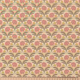 Tissu coton Enduit Selma motif fleurs oranges et roses
