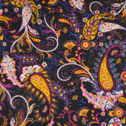 Tissu viscose Stretch Paisley fleuri fond bleu marine