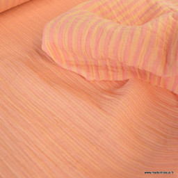 Tissu Double gaze réversible à rayures Melon et Sorbet - OEKO TEX