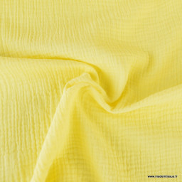 Tissu Double gaze coton Coloris Jaune Lemon - OEKO TEX