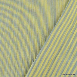 Tissu Double gaze réversible à rayures Melon et Sorbet - oeko tex