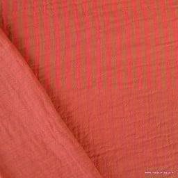 Tissu Double gaze réversible à rayures Havane et Hibiscus - oeko tex