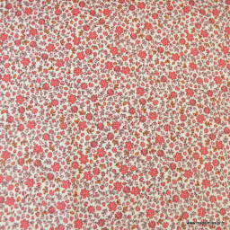Double gaze Anouchka motif fleurs rouge fond écru - OEKO TEX