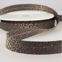 Biais replié motif léopard rouge