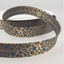 Biais replié motif léopard bleu