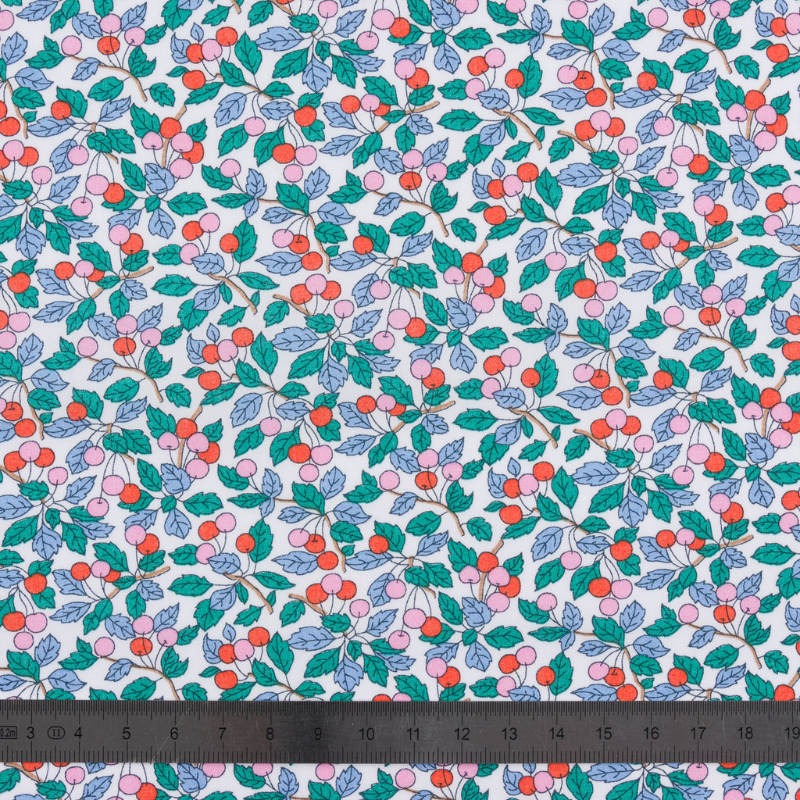 Tissu Viscose Imprimé Liberty - Motifs Fleuris Rose, Orange, Vert, Bleu - Largeur 1,50 M - 30 Mètres