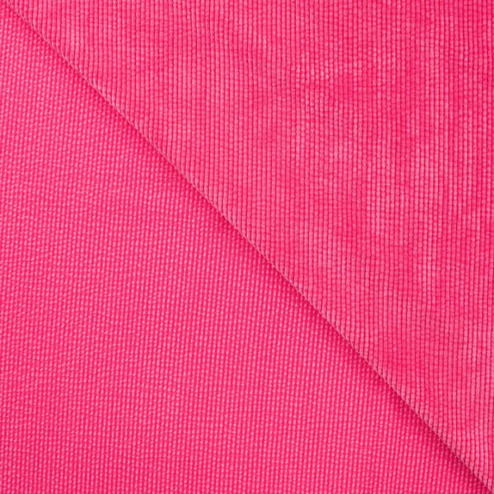 Tissu Velours côtelé washé Rose Fuchsia - oeko tex
