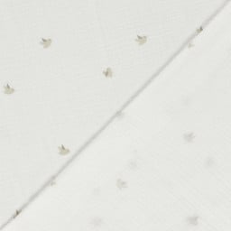 Tissu double gaze motif Colibri fond blanc cassé - oeko tex