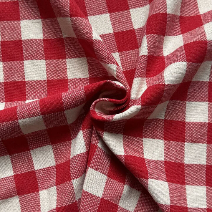 Tissu coton Celestin à grands carreaux Vichy rouge et blanc