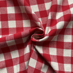 Tissu coton Celestin à grands carreaux Vichy rouge et blanc