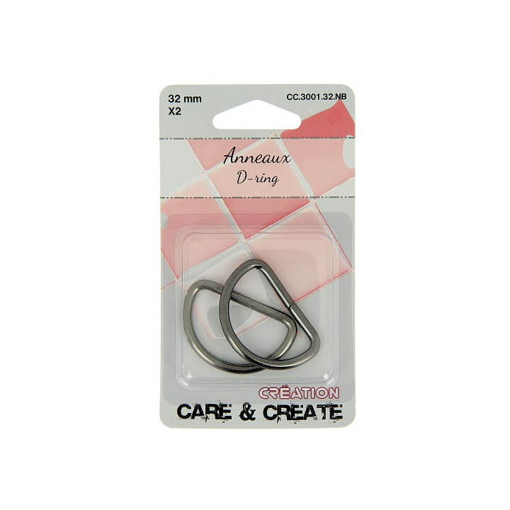 Passant boucle demi-rond Noir - 32 mm - lot de 2