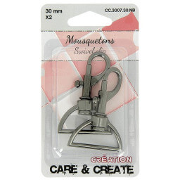 Mousqueton par 2 pièces coloris Noir - taille 30mm