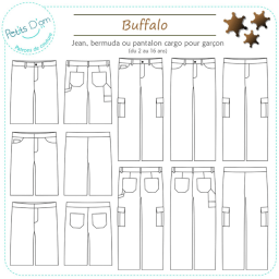 Patron Buffalo - jean ou cargo du 2 au 16 ans - Petits D'om