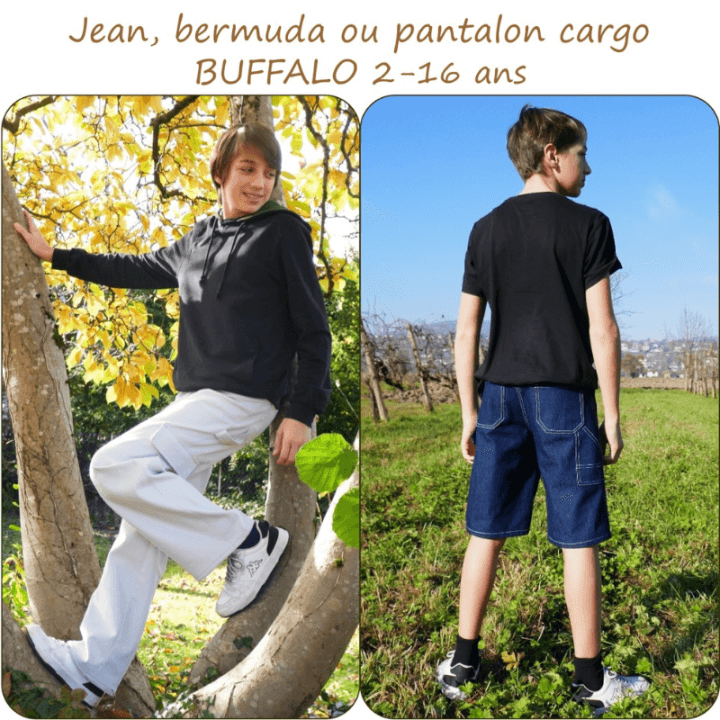 Patron Buffalo - jean ou cargo du 2 au 16 ans - Petits d'om