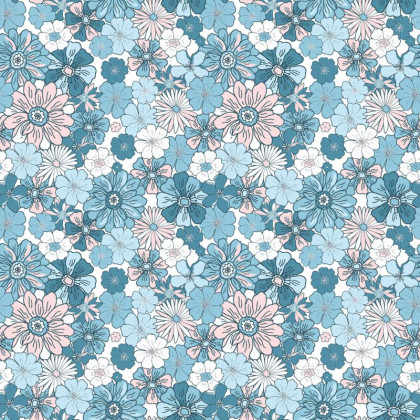 Tissu Popeline de coton motif fleurs et roses - oeko tex