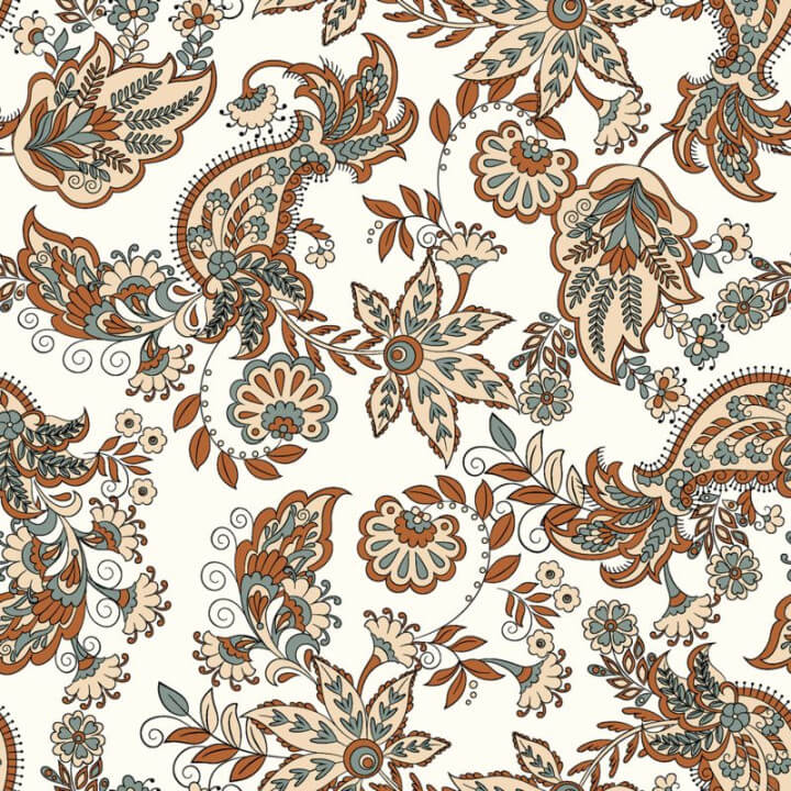 Tissu Popeline de coton Bertille motif fleurs Paisley - oeko tex