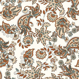 Tissu Popeline de coton Bertille motif fleurs Paisley - oeko tex
