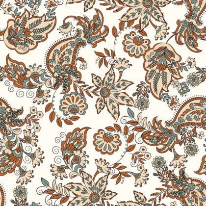 Tissu Popeline de coton Bertille motif fleurs Paisley - oeko tex