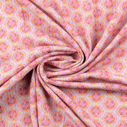 Tissu gaufré en coton motifs floraux graphique roses