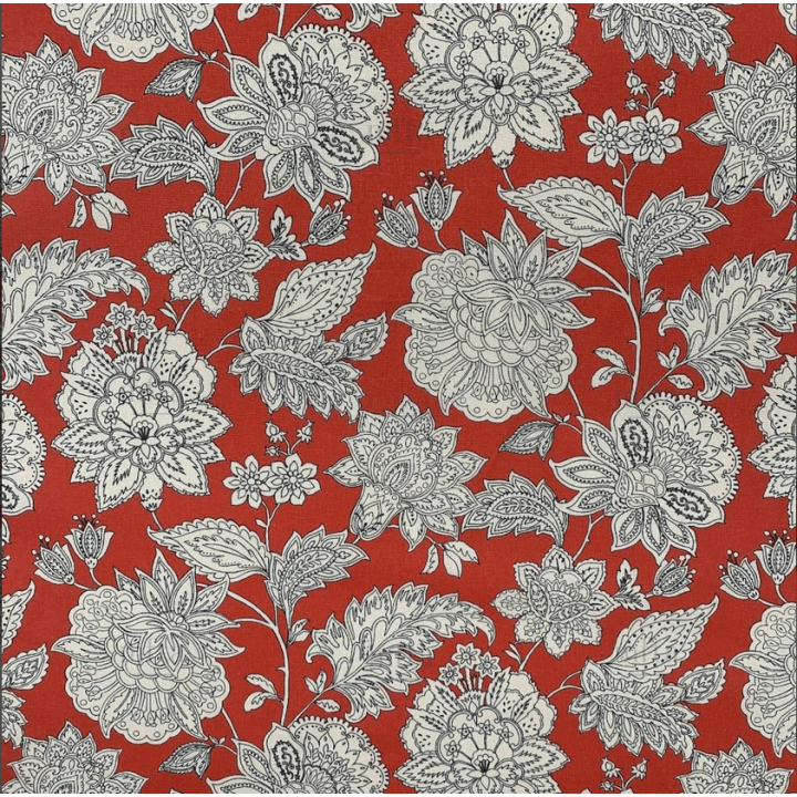 Tissu coton Sharma motif fleurs Indiennes Rouge - oeko tex