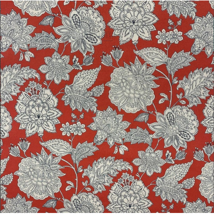Tissu coton Sharma motif fleurs Indiennes Rouge - oeko tex