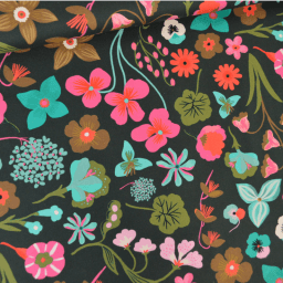 Popeline de coton Meadow Flower Noir - Nerida Hansen