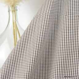 Tissu vichy petits carreaux marron et blanc - OEKO TEX