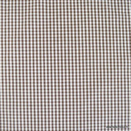 Tissu vichy petits carreaux marron et blanc - OEKO TEX