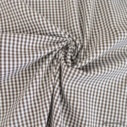 Tissu vichy petits carreaux marron et blanc - OEKO TEX