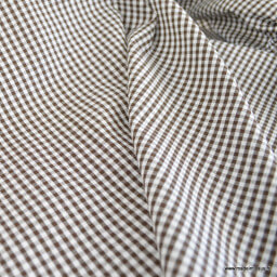 Tissu vichy petits carreaux marron et blanc - Oeko tex