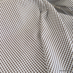 Tissu vichy petits carreaux marron et blanc - OEKO TEX