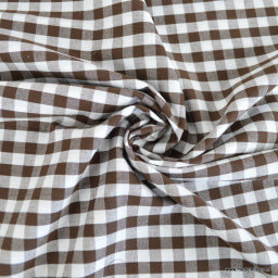 Tissu vichy grands carreaux Marron et blanc - OEKO TEX