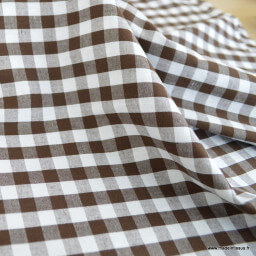 Tissu vichy grands carreaux Marron et blanc - OEKO TEX