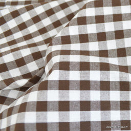 Tissu vichy grands carreaux Marron et blanc - OEKO TEX