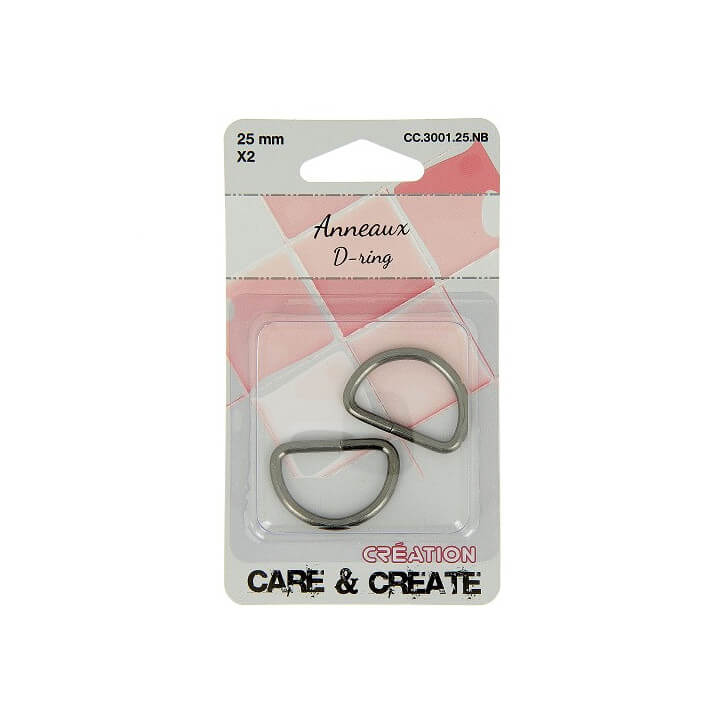 Passant boucle demi-rond Noir - 25 mm - lot de 2